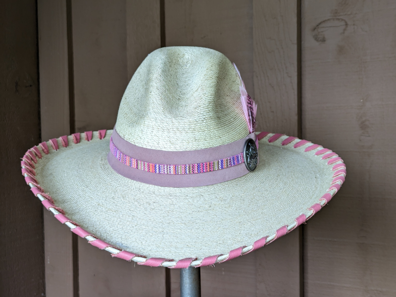 Pink Western Palm Leaf Hat