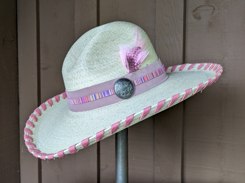 Pink Western Palm Leaf Hat