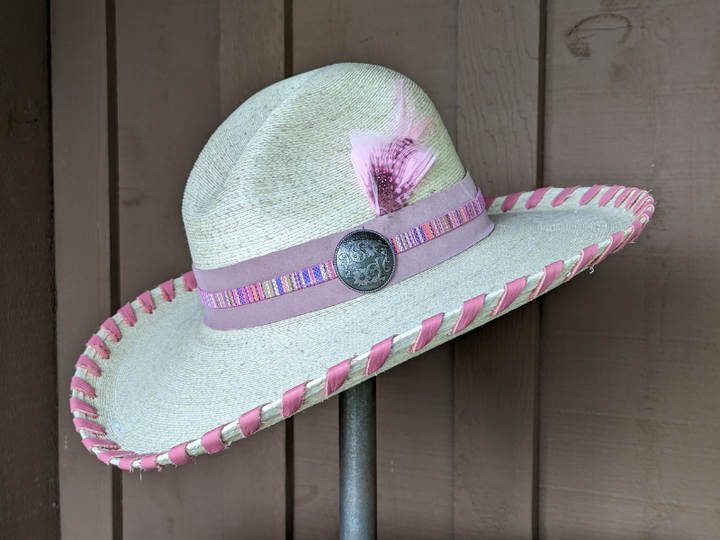 Pink Western Palm Leaf Hat
