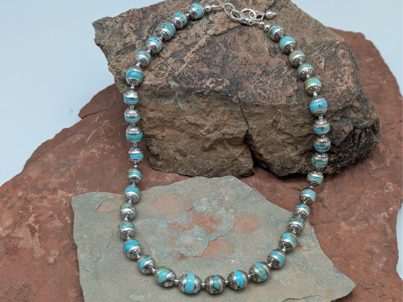 Kingman Turquoise Aztec Necklace