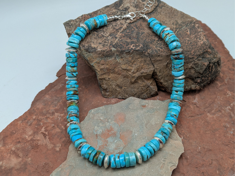 Royal Beauty Turquoise Sterling Saucer Necklace