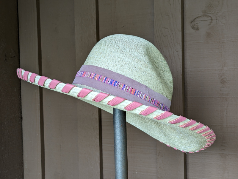 Pink Western Palm Leaf Hat