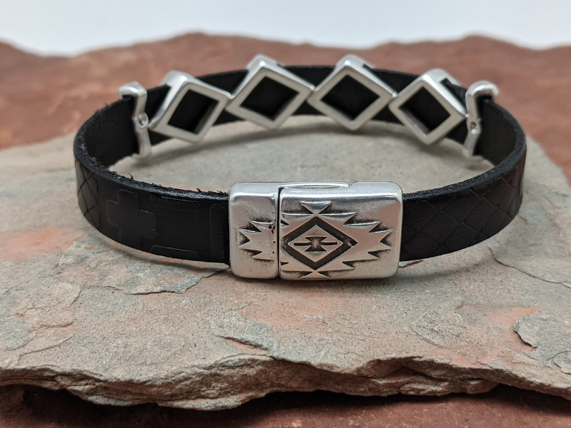 Southwest Diamond Leather Bracelet