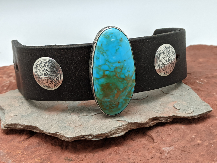 Kingman Turquoise Stamped Bracelet