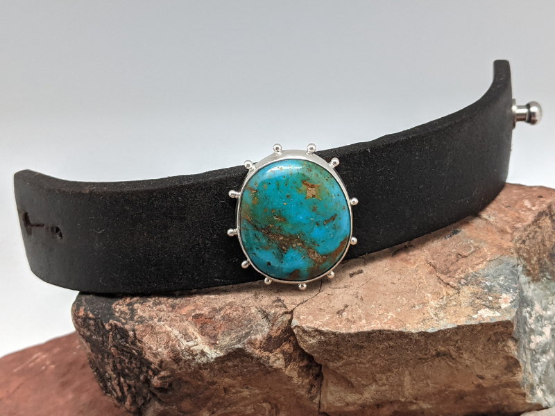 Kingman Turquoise Leather Bracelet