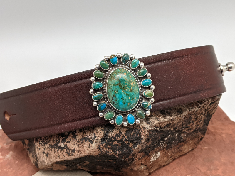 Kingman Turquoise with Chrysocolla Cluster Bracelet