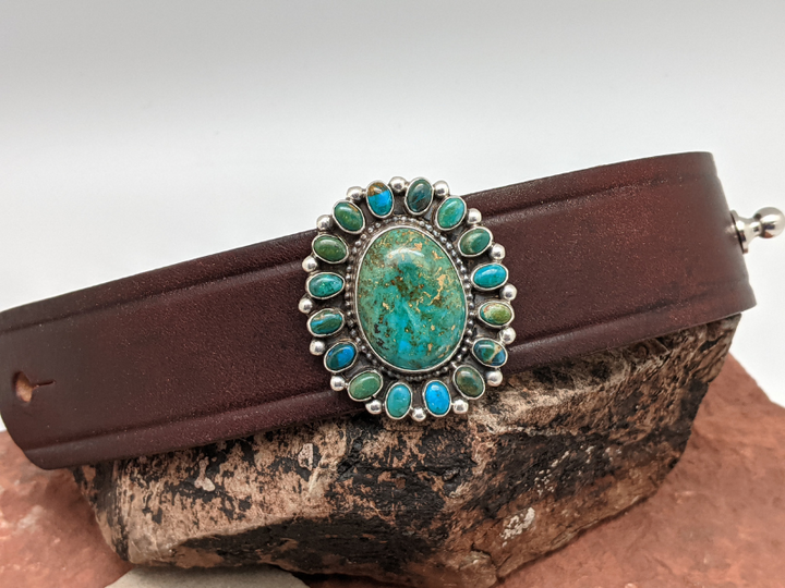 Kingman Turquoise with Chrysocolla Cluster Bracelet