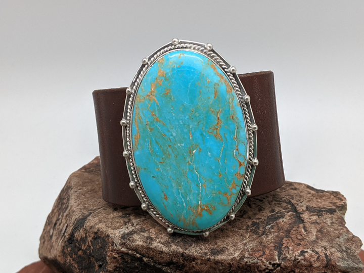 Kingman Turquoise Leather Bracelet