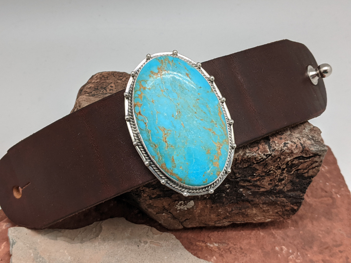 Kingman Turquoise Leather Bracelet