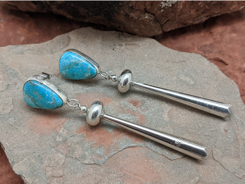 Wholesale Tonopah Turquoise Bolo Tip Earrings