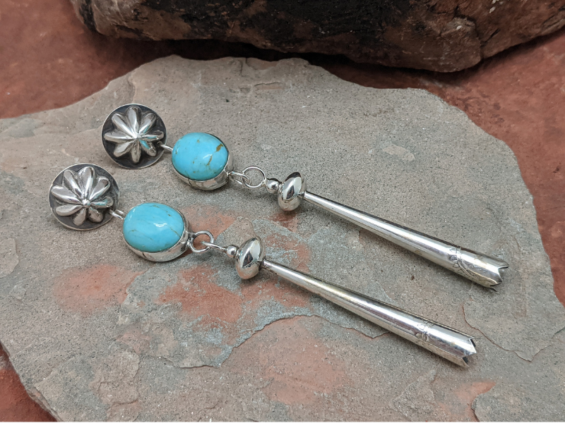 Wholesale Kingman Turquoise Berry Bolo Tip Earrings