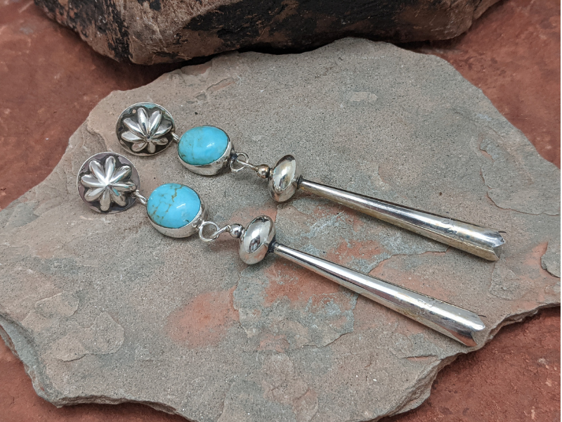 Kingman Turquoise Berry Bolo Tip Earrings
