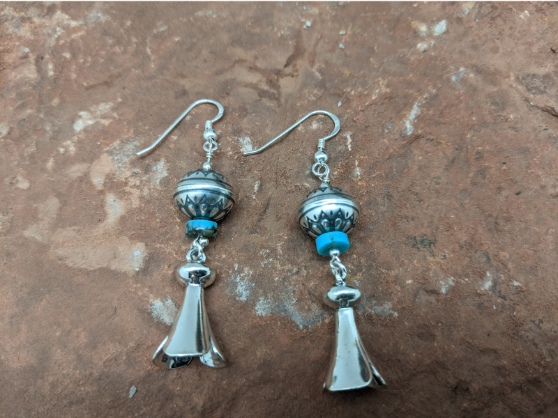 Wholesale Squash Blossom Earrings with Turquoise - 12mm