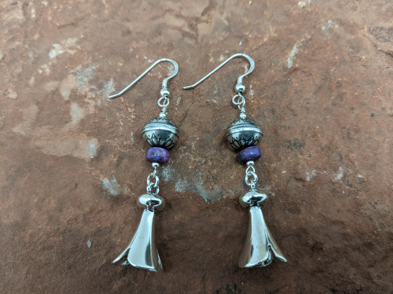 Wholesale Squash Blossom Earrings with Purple Mohave Turquoise - 10mm