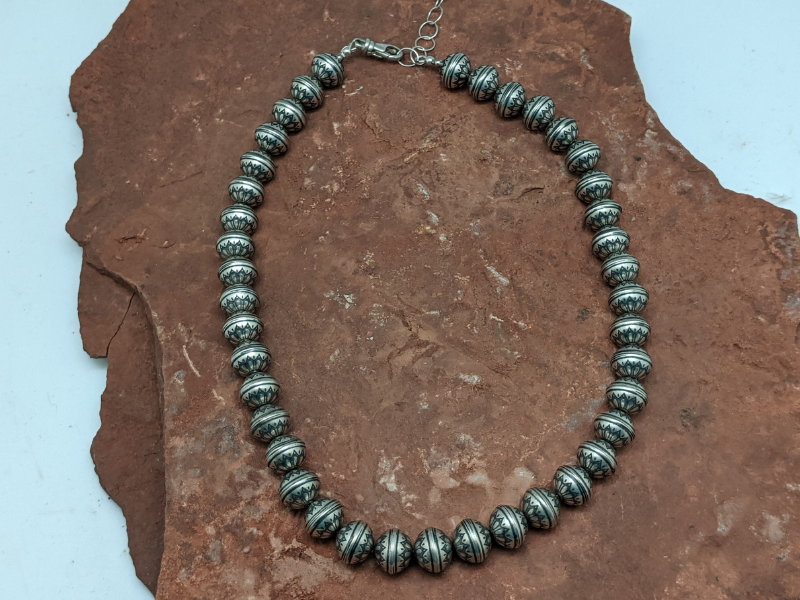 Wholesale Flower Sterling Silver 12mm Bead Necklace