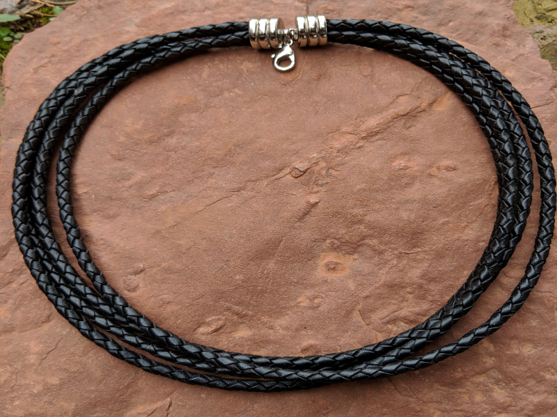 Multi-Strand Black Braided Leather Necklace