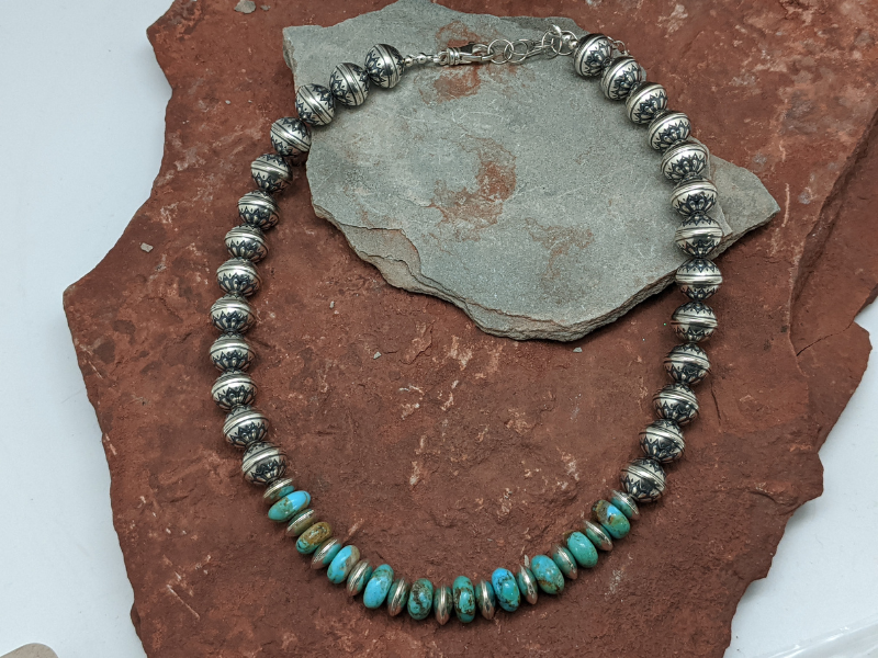 Wholesale Kingman Turquoise Flower Bead Necklace