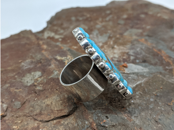 Kingman Turquoise Cluster Ring