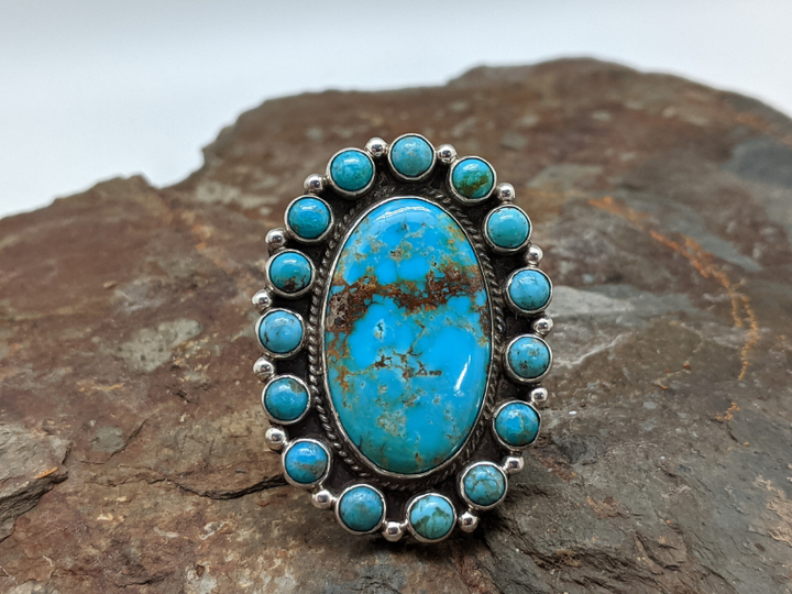 Kingman Turquoise Cluster Ring