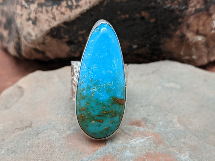 Kingman Turquoise  Cigar Band Ring