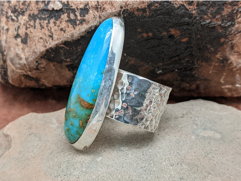 Kingman Turquoise  Cigar Band Ring