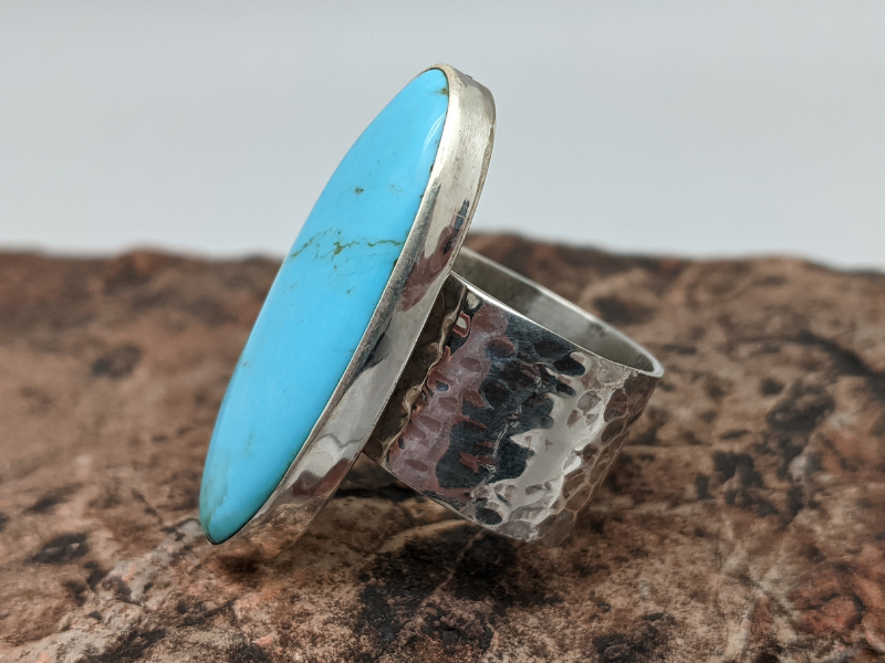 Kingman Turquoise  Cigar Band Ring
