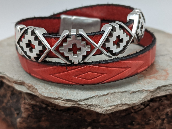 Wholesale Southwest Rhombus Leather Wrap Bracelet