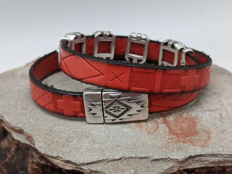 Wholesale Southwest Rhombus Leather Wrap Bracelet