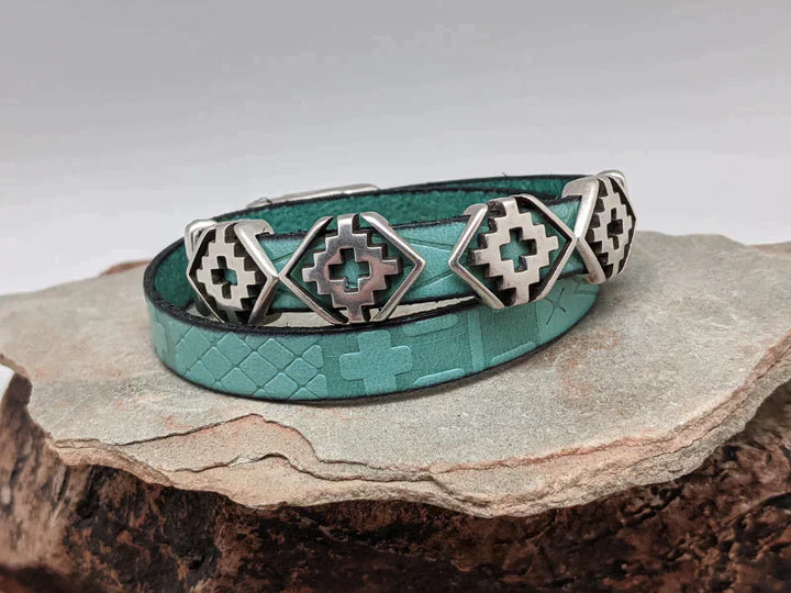 Wholesale Southwest Rhombus Leather Wrap Bracelet