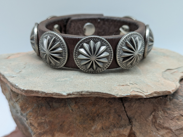Santa Fe Parachute Concho Leather Bracelet
