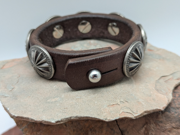 Santa Fe Parachute Concho Leather Bracelet