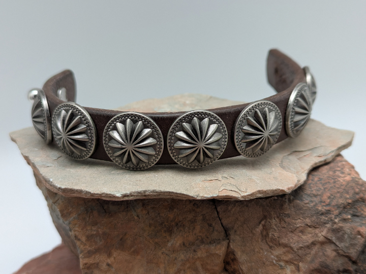 Santa Fe Parachute Concho Leather Bracelet