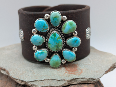 Turquoise and Leather Bracelet