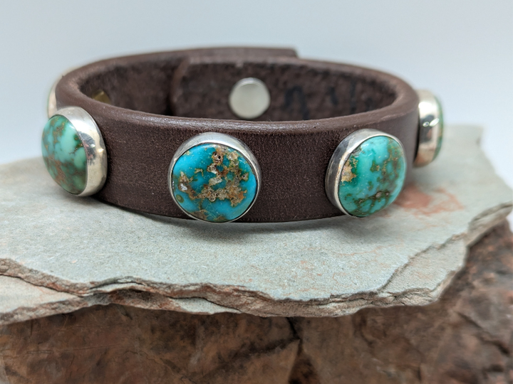 Turquoise and Leather Bracelet