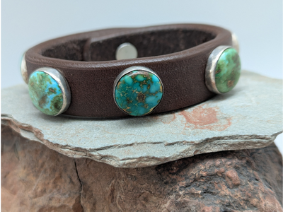 Turquoise and Leather Bracelet