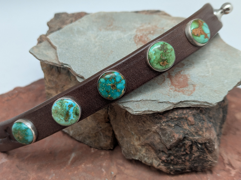 Turquoise and Leather Bracelet