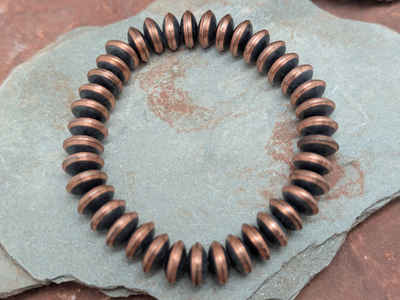 Copper saucer bead stretch bracelet