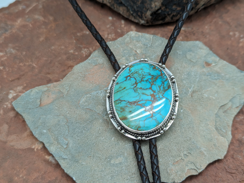 Wholesale Kingman Turquoise w/Feather Tips Bolo Tie