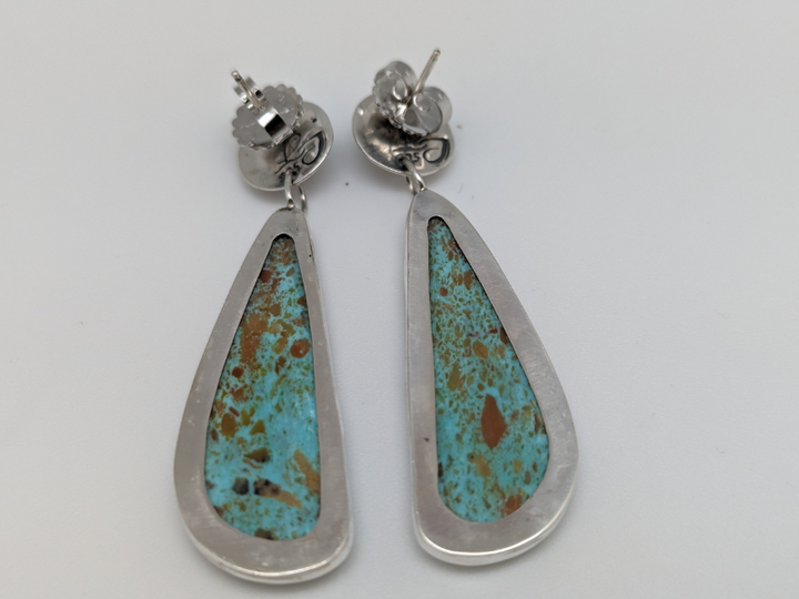 Wholesale Tyrone Turquoise Windowpane Slab Earrings
