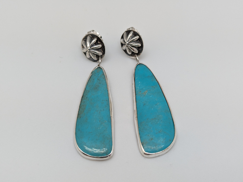 Wholesale Tyrone Turquoise Windowpane Slab Earrings