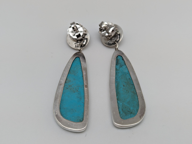 Wholesale Tyrone Turquoise Windowpane Slab Earrings
