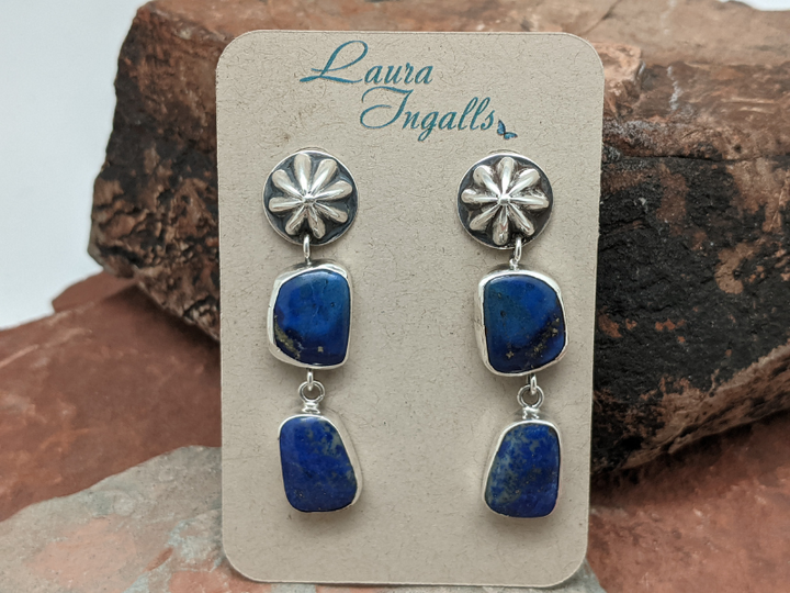 Wholesale Lapis Lazuli 2 Tier Earrings