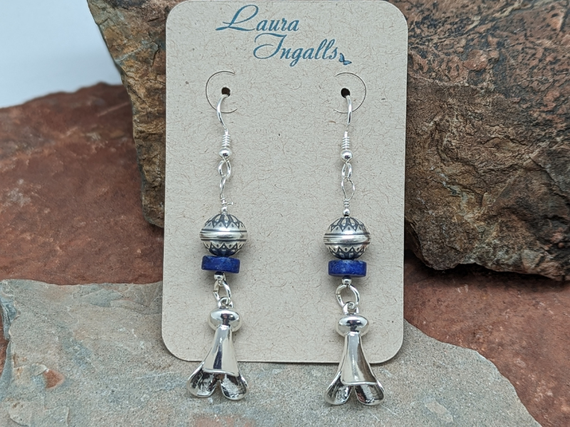 Wholesale Squash Blossom Earrings  with Lapis - 10mm