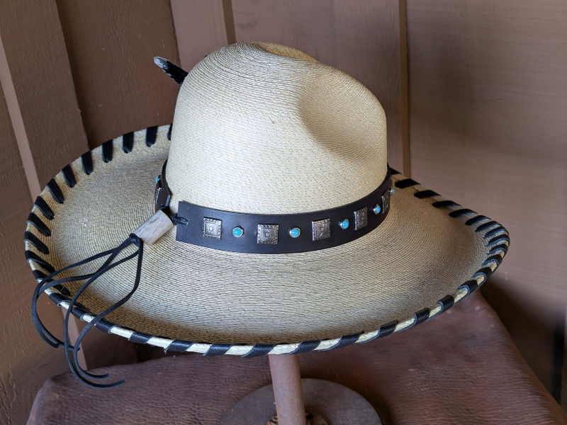 Western Cowboy Hat with Black and Turquoise Hatband