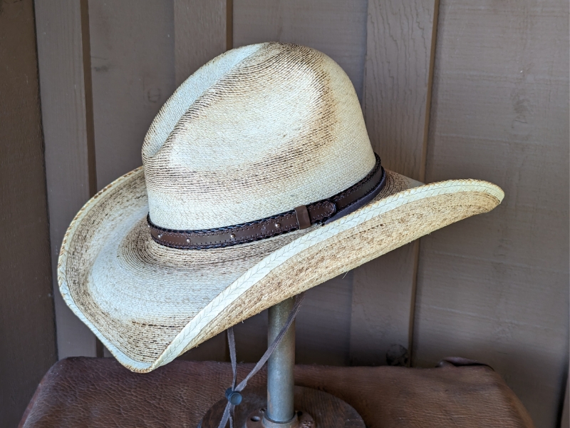 Palm leaf Western Cowboy Hat with stampede strings.  For men and women.
