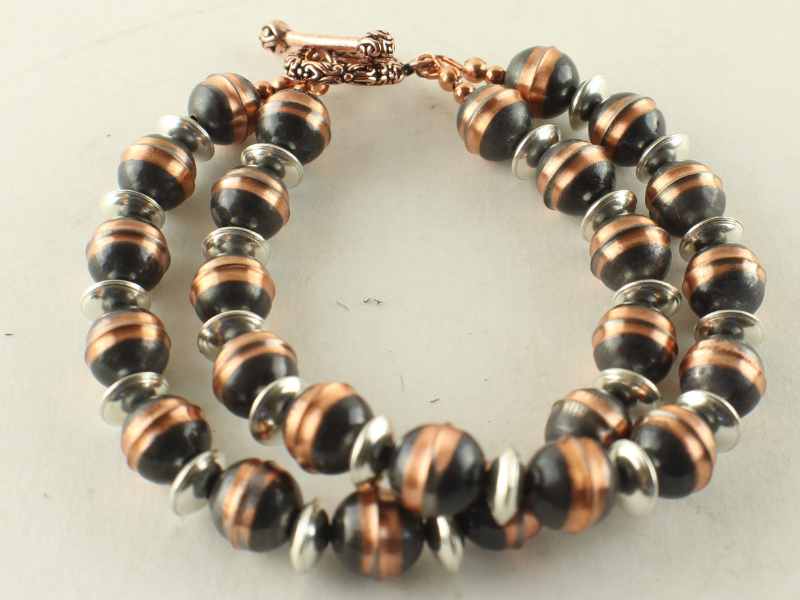 Wholesale Copper Navajo Pearl, Sterling Saucer Bracelet