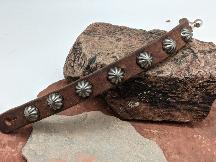 Antique Silver Parachute Studs 12mm Leather Bracelet