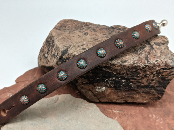 Wholesale Copper Patina Parachute Studs 8mm Leather Bracelet