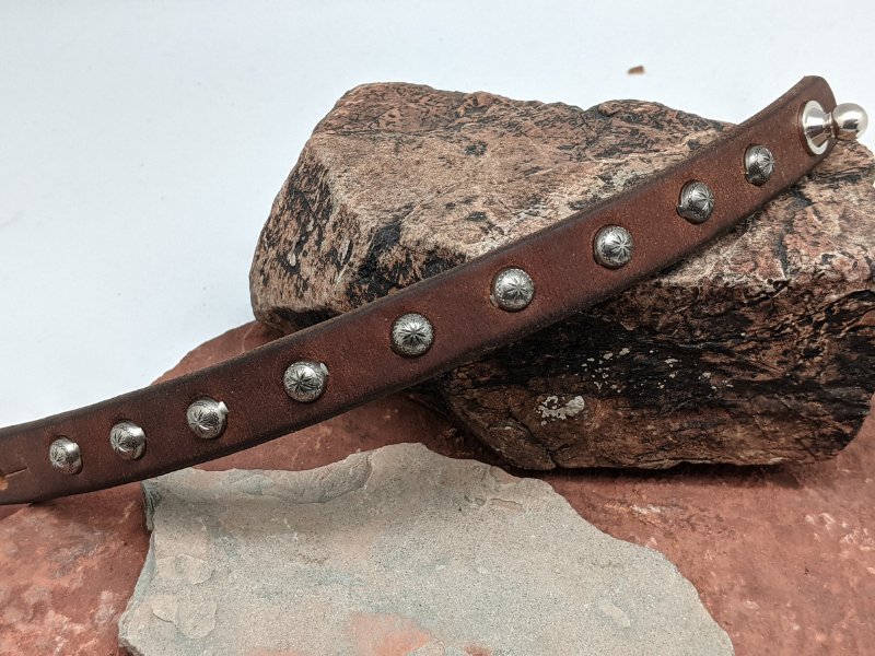 Antique Silver Sunburst Studs 8mm Leather Bracelet