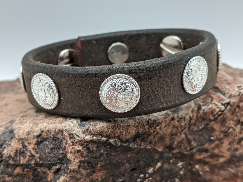 Flower Concho Leather Bracelet